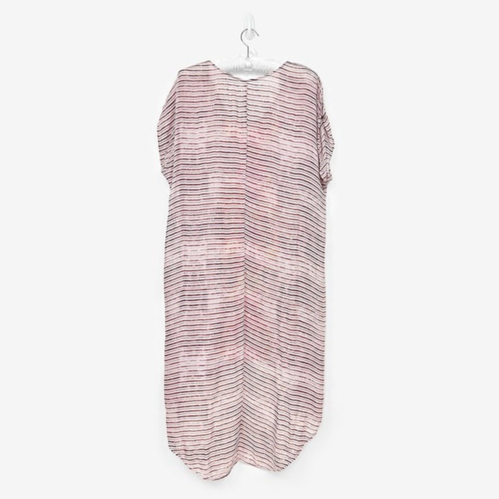 Free People Sunrise Dress Size L Striped Beach Cover Up High Low Oversized Boho - Picture 2 of 4